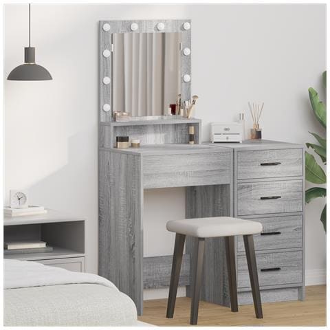 Tavolo da Toeletta con Luci LED in Grigio Sonoma - 50x41x135 cm - Foto 2
