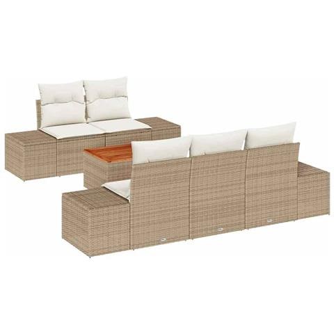 Set Divano da Giardino 6 pcs Beige e bianco - Foto 1