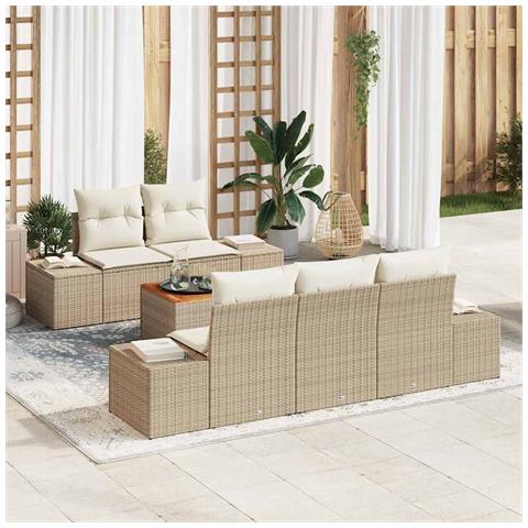 Set Divano da Giardino 6 pcs Beige e bianco - Foto 2