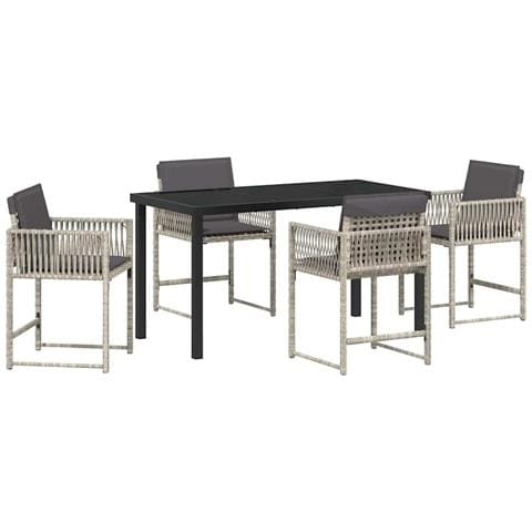 Set da Pranzo per Giardino 5 pcs Grigio chiaro polyrattan - Foto 1
