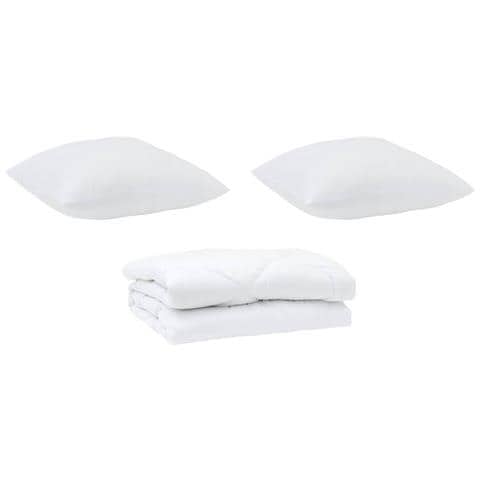 Set di piumini con cuscino 3 pcs Bianco 260 x 220 cm Microfibra - Foto 1