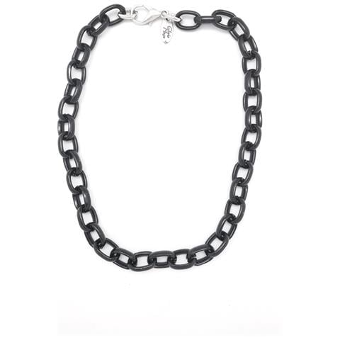 Collana Girocollo Con Catena Nera E Argento, 40 Cm - Foto 1