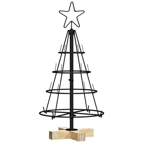 Albero a Cono di Natale con supporto Nero 60 cm Acciaio - Foto 1