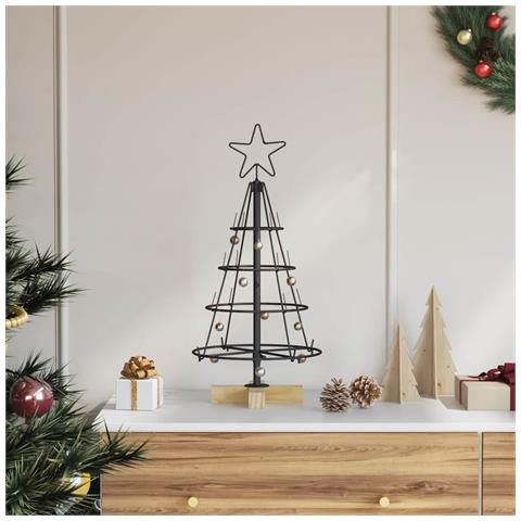 Albero a Cono di Natale con supporto Nero 60 cm Acciaio - Foto 2