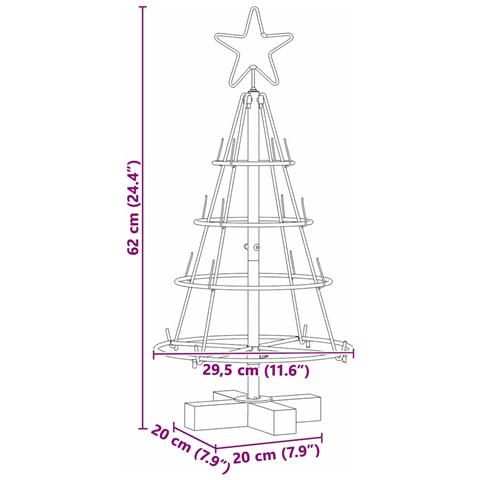 Albero a Cono di Natale con supporto Nero 60 cm Acciaio - Foto 9