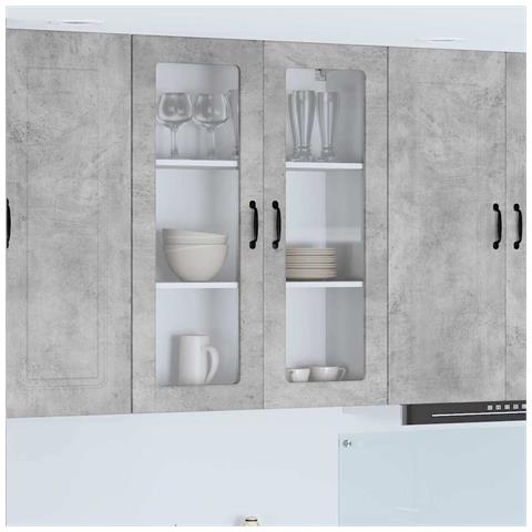 Pensile cucina con lo scaffale Grigio cemento 80 x 31 x 100 cm - Foto 2