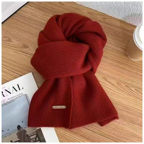Elegante Sciarpa In Poliestere Lavorato A Maglia: Scaldacollo Spesso, Caldo E Versatile Red - Foto 4