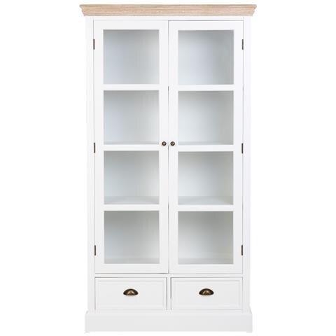 Vetrina In Legno Bianco Con 2 Ante E 2 Cassetti 94x41x180,5h Cm - Foto 2