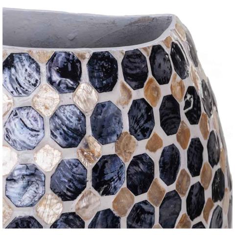 Vaso In Pasta Di Carta Rifinito In Capiz Nero 33x14,5x35h - Foto 3