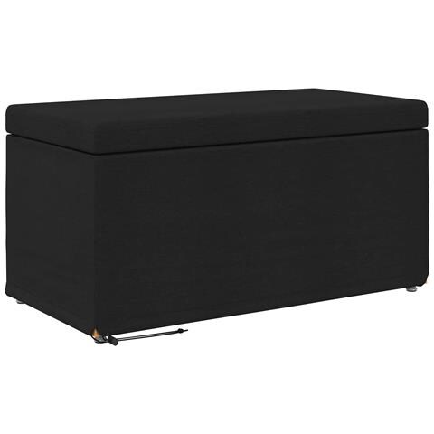 Pouf Nero 81 x 41 x 40 cm Tessuto e Legno Ingegnerizzato - Foto 1