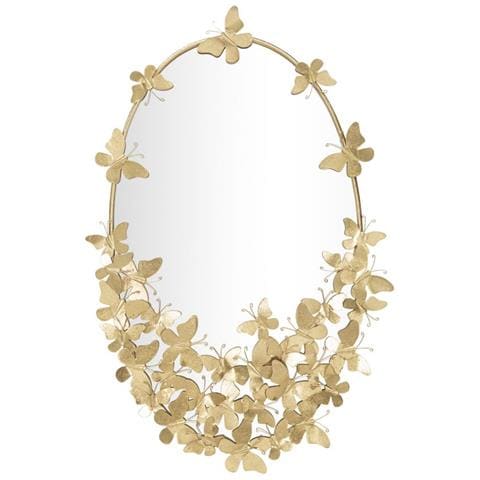 Specchio Glam Oval Butterfly In Ferro Dorato Con Farfalle - Foto 1