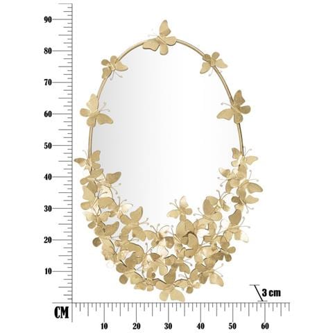 Specchio Glam Oval Butterfly In Ferro Dorato Con Farfalle - Foto 6