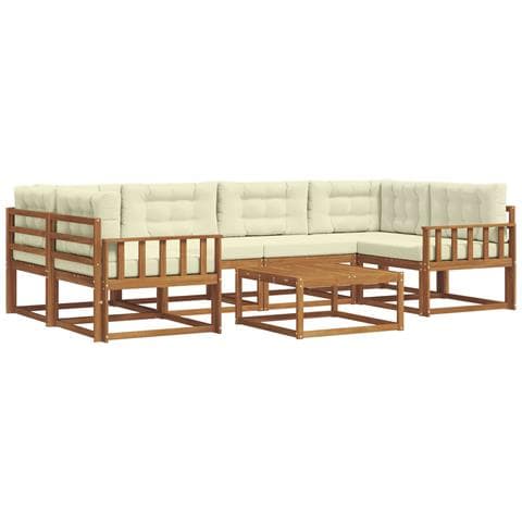 Set di divani da esterno con cuscino 7 pcs Naturale e Crema - Foto 1