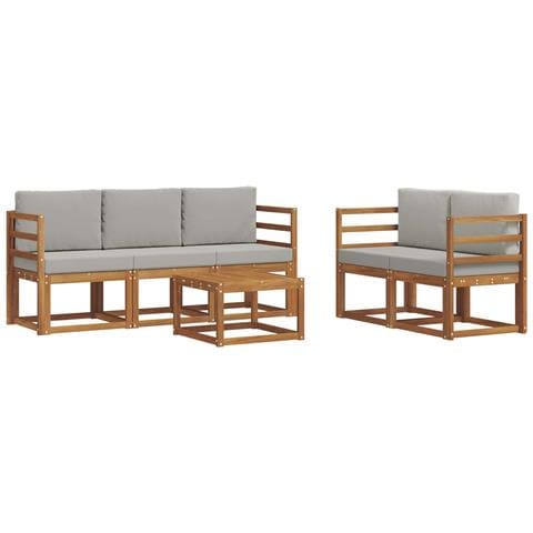 Set di divani da esterno 6 pcs Grigio Naturale e Chiaro - Foto 1