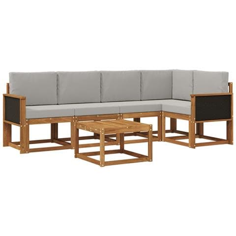 Set di divani da esterno 6 pcs Naturale e Grigio Chiaro - Foto 1