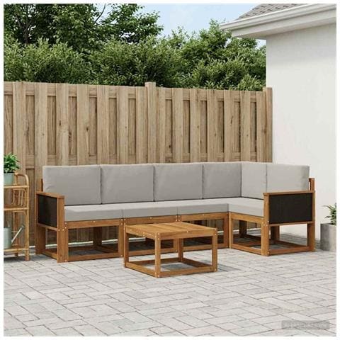 Set di divani da esterno 6 pcs Naturale e Grigio Chiaro - Foto 2
