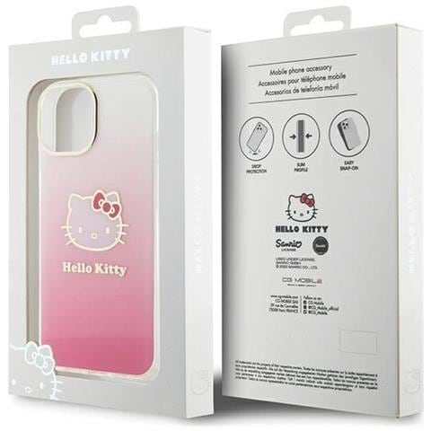 Hello Kitty Iml Gradient Electrop Kitty Head Case Per Iphone 15 - Rosa - Foto 1