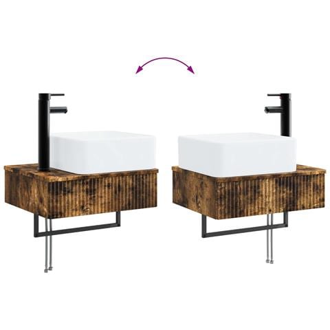 Set di mobili per il bagno 2 pz Rovere Fumo 33 x 34,5 x 100 cm - Foto 2