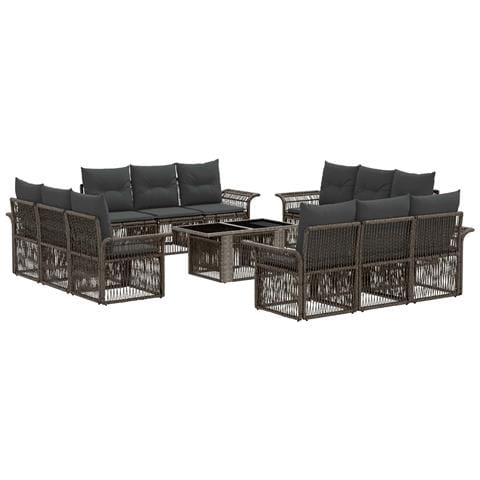 Set Divano da Giardino 13 pz Grigio e Grigio Scuro polyrattan - Foto 1