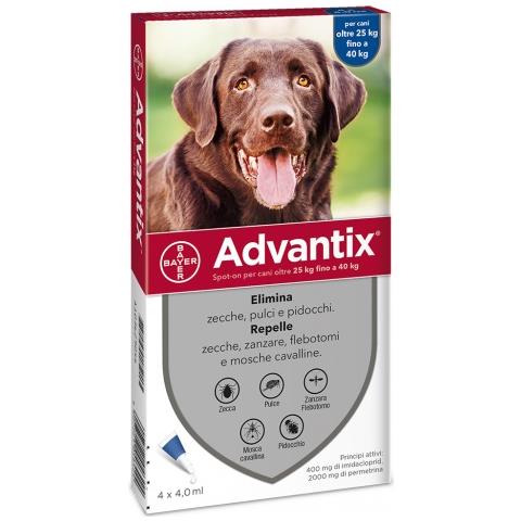 Advantix Spot On Per Cani Oltre 25 Kg Fino A 40 Kg - 4 Pipette - Foto 1