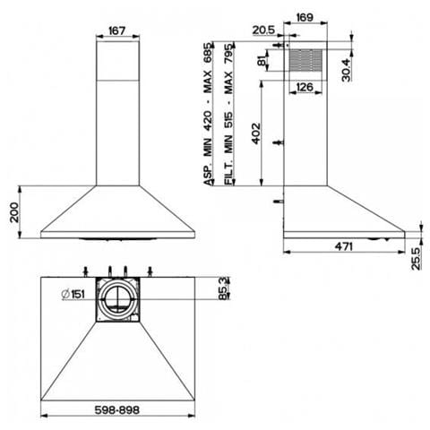 Cappa Serie Egea Plus X A90 a Parete da 90 cm Aspirante Colore Acciaio Inox - Foto 4