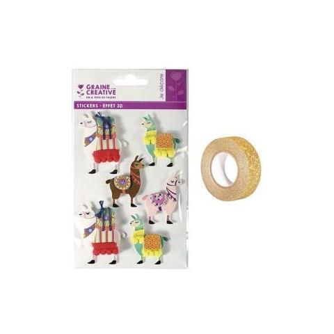 6 Adesivi 3d Lama 6 Cm + Washi Tape Dorato 5 M - Foto 1