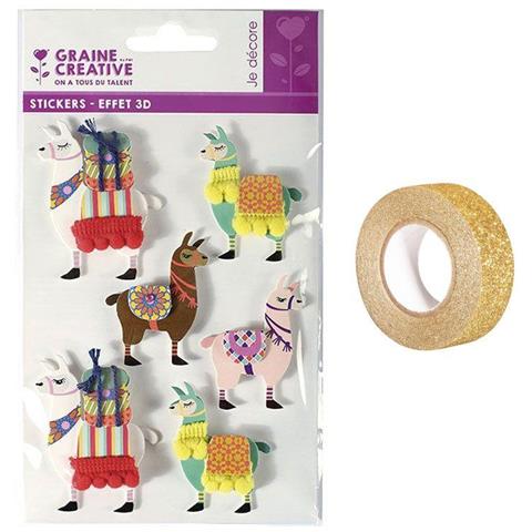 6 Adesivi 3d Lama 6 Cm + Washi Tape Dorato 5 M - Foto 2