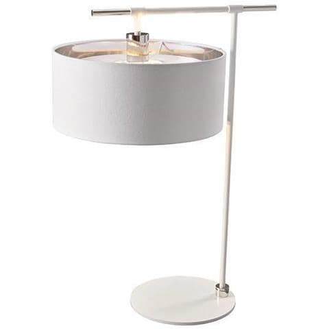 Lampada Da Tavolo 1 Luce Bianco, Nichel Lucido, E27 - Foto 1