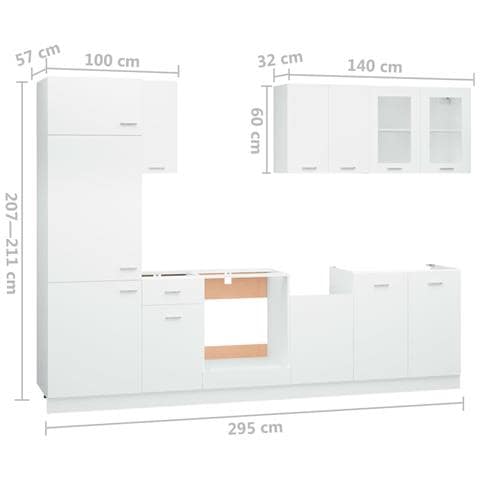 Set Armadi da Cucina 8 pz Bianco in Truciolato - Foto 9