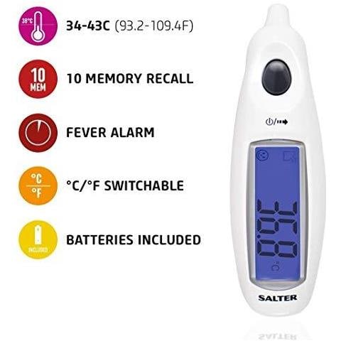 Orecchio Salter Termometro Clinico Digitale Con Jumbo Display - Misurazione Istantanea Impermeabile Allarme Sonda Febbre 10 Memorie Semplice One Button Operation - Foto 4