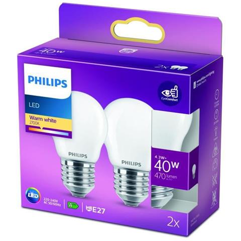 Led Classic 40w Sferico E27 Bianco Caldo Smerigliato Non Dimmerabile Set Di 2 - Foto 1