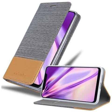 Custodia Compatibile Con Xiaomi Mi 8 Pro In Grigio Chiaro Marrone - Coperchio Protettiva Con Chiusura Magnetica, Funzione Stand E Tasca Per Le Carte - Foto 1