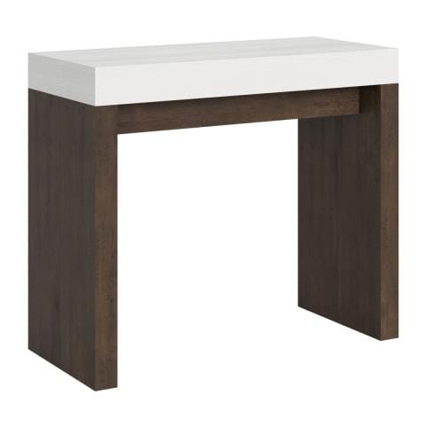 Consolle Allungabile 90x40/196 Cm Roxell Mix Small Piano Bianco Frassino - Bianco Frassino /quercia Natura - Foto 1