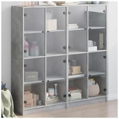 Libreria Ante Grigio Cemento 136x37x142 Cm In Legno Multistrato - Foto 1