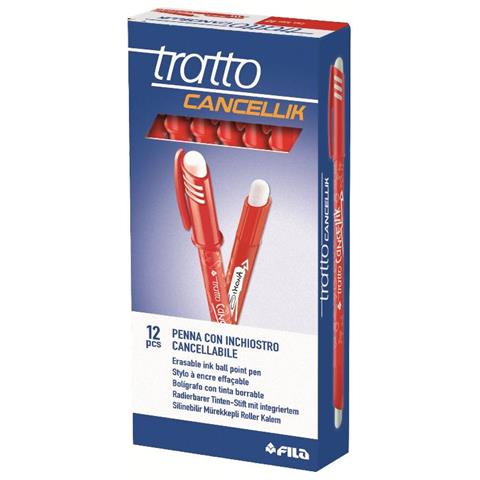 Penna Cancellabile Tratto Cancellik Rosso - Diametro Punta 0,4Mm - Confezione Da 12 Pezzi - Foto 1