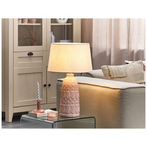 Lampada Da Tavolo Zarima Ceramica Rosa - Foto 1