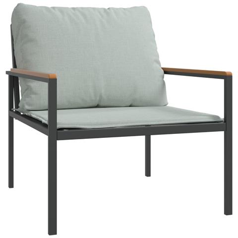 Set Salotto Da Giardino 3 Pz Con Cuscini In Acciaio Antracite - Foto 2