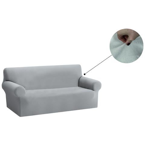 Copridivano Copriseduta Sofà Elasticizzato Tinta Unita Smile Tessuto Millerighe 4 Posti Grigio Sassi - Foto 1