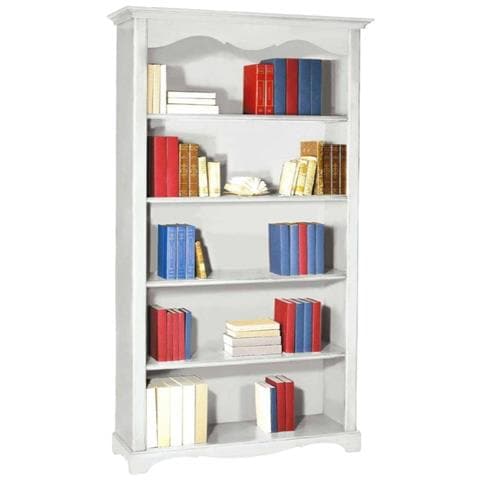 Libreria Classica 5 Ripiani In Legno Bianco Opaco 120x40x210h - Foto 1