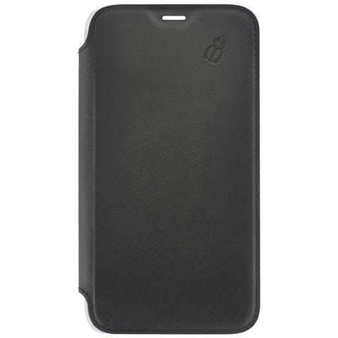 Custodia Per Iphone X /iphone Xs Pelle Retro Trasparente E Portacarte, Nero - Foto 1