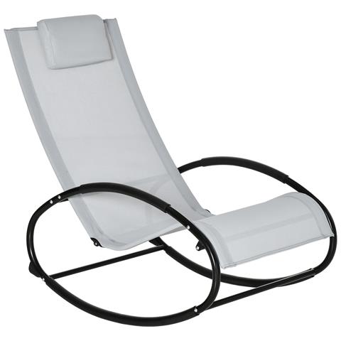 Sedia A Dondolo Da Giardino Zero Gravity, Sdraio Da Giardino Ergonomica Con Cuscino E Tessuto Traspirante Per Interno Ed Esterno, 105x62x88 Cm, Grigia - Foto 1