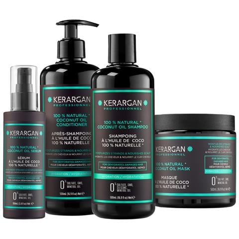 Set Idratante Shampoo, Balsamo, Maschera & Siero All’olio Di Cocco - Cura Completa Per Capelli Disidratati, Danneggiati - Senza Solfati, Gmo, Silicone - 3x500 Ml + 100ml - Foto 1