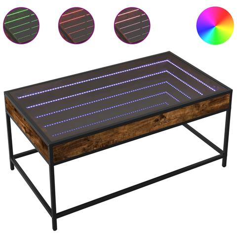 Tavolino Da Salotto Con Led Infinity Rovere Fumo 90x50x41 Cm - Foto 2
