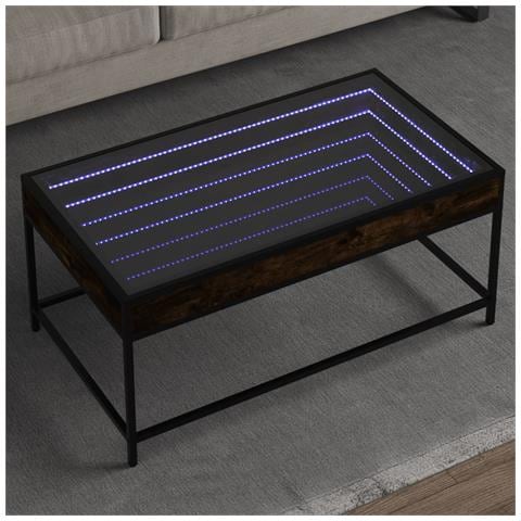 Tavolino Da Salotto Con Led Infinity Rovere Fumo 90x50x41 Cm - Foto 1