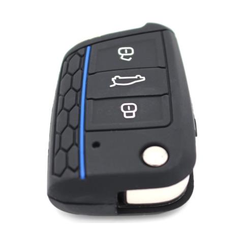 Cover Chiave Auto In Silicone Golf 7/lingdu /nuova Octavia /karoq /kodiak /komik /yedi Black+blue - Foto 2