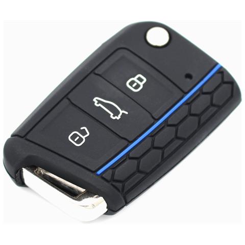 Cover Chiave Auto In Silicone Golf 7/lingdu /nuova Octavia /karoq /kodiak /komik /yedi Black+blue - Foto 1