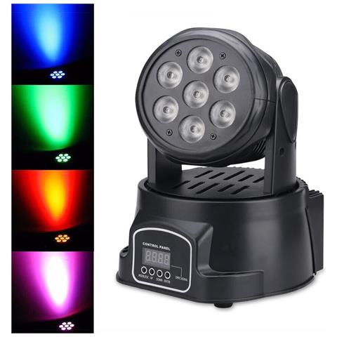 Faro 7 Led Rgb Discoteca Proiettore Luce Rotante Effetti Strobo Ritmo Musica Dmx - Foto 1