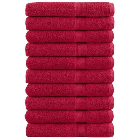 Asciugamani Premium SOLUND 10 pz Rosso 100x200 cm 600 g /m² - Foto 1