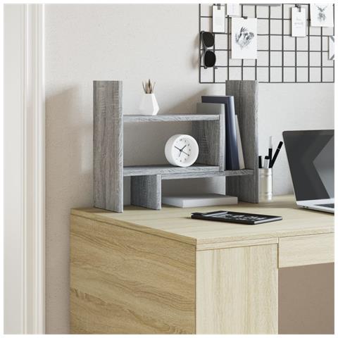 Organizer Scrivania Grigio Sonoma 38,5x17x39 Legno Multistrato - Foto 3