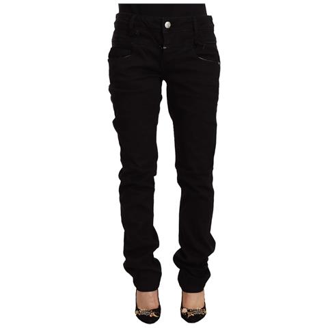 Jeans Skinny In Denim Stretch Di Cotone Nero A Vita Bassa - W26 - Foto 1